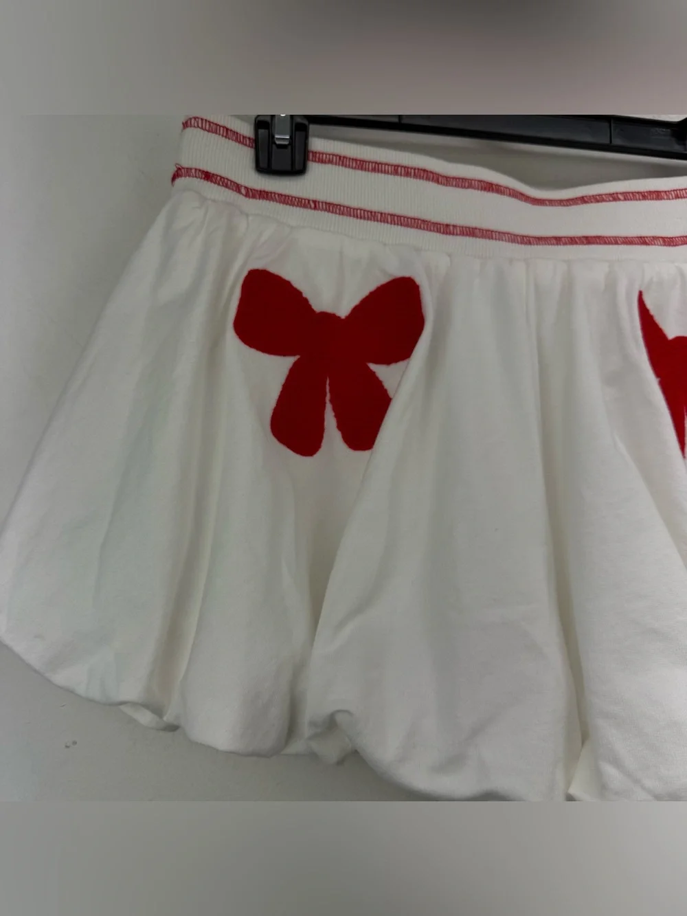 Peach Love California Sz Medium Women’s White Red USA Bow Star Top & Shorts Set